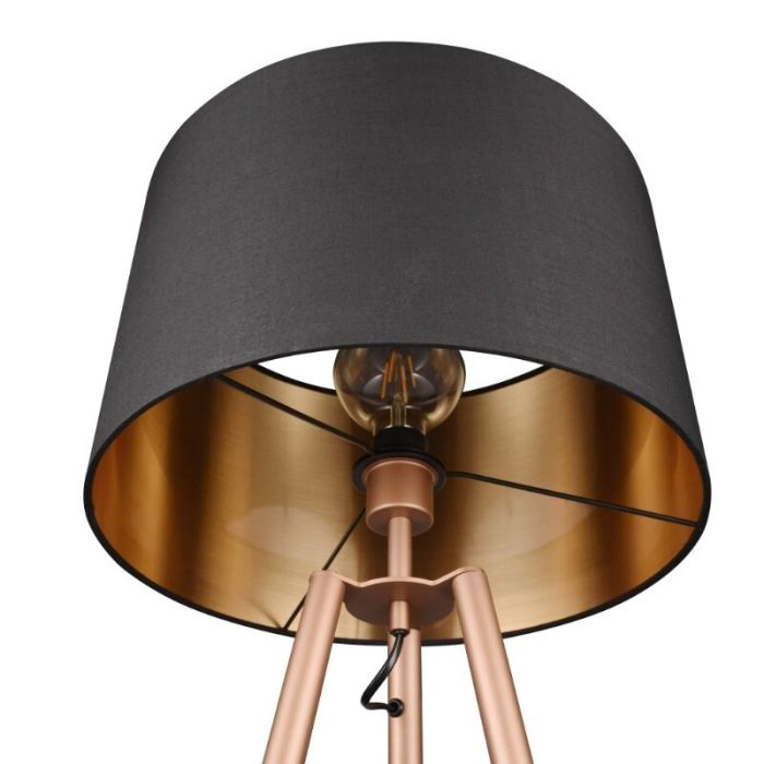 Brun golvlampa tre ben modern, Wendel, med brytare