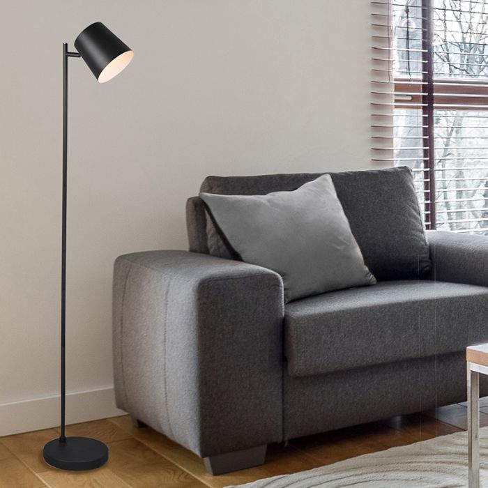 Svart golvlampa modern, Suraya, 4,5W, 3000K LED, med beröringsdimmer