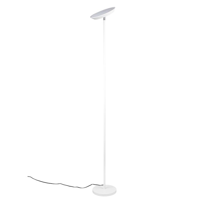 Vit golvlampa modern, Shahid, 17W, varm till kall vit justerbar LED, med beröringsdimmer