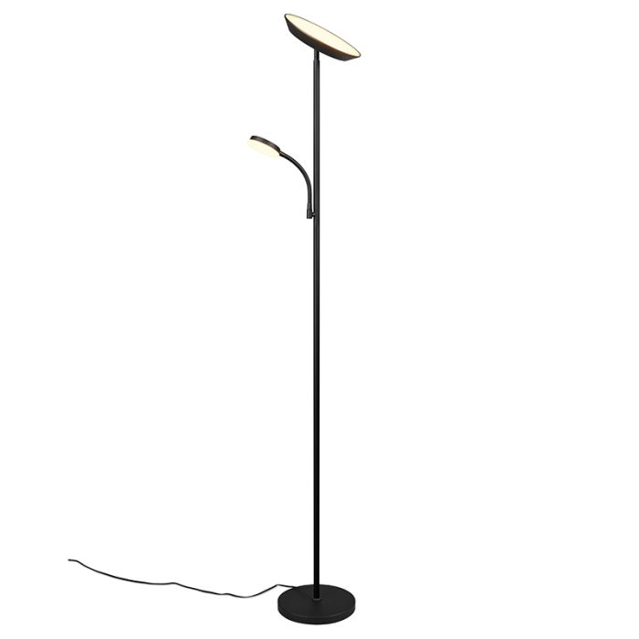 Svart golvlampa modern, Shahid, 17W, varm till kall vit justerbar LED, med beröringsdimmer