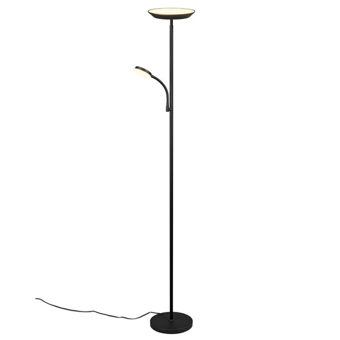 Svart golvlampa modern, Shahid, 17W, varm till kall vit justerbar LED, med beröringsdimmer