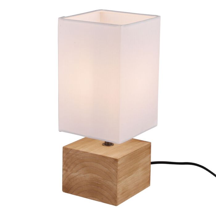 Trä bordslampa brun, Job, med brytare