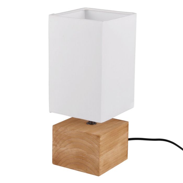 Trä bordslampa brun, Job, med brytare