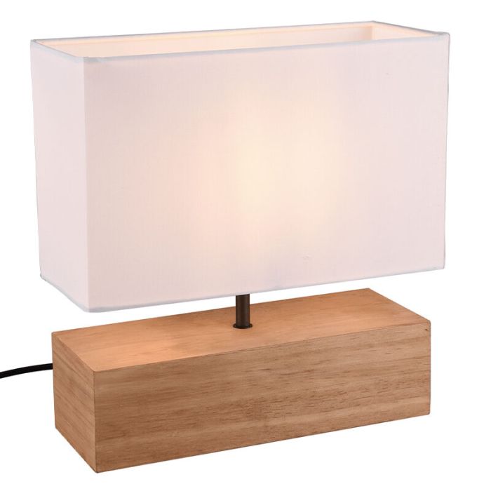 Trä bordslampa brun, Job, med brytare