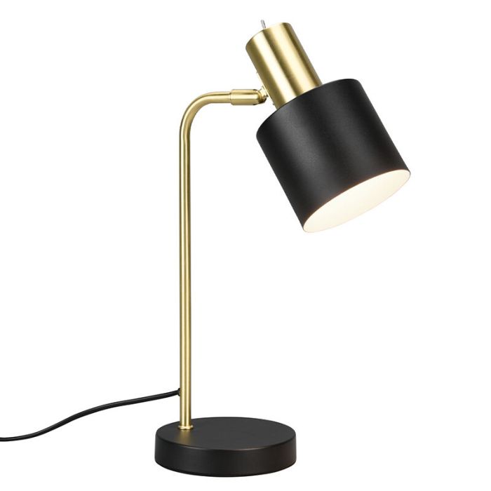 Svart bordslampa metall, Zoja, med brytare