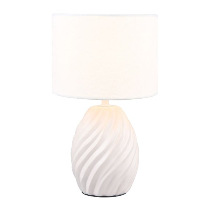 Vit bordslampa retro, Roeland, med brytare