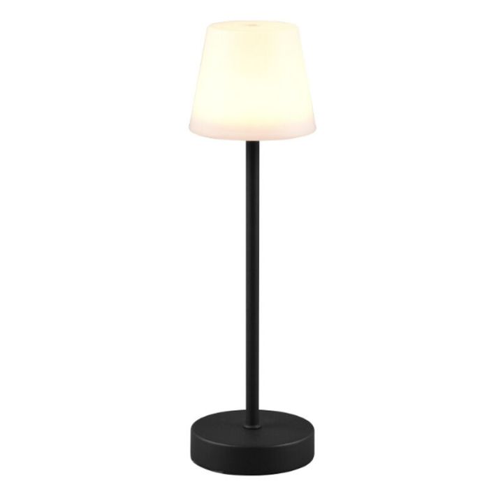 Svart uppladdningsbar bordslampa plast, Suman, 2W, varm till kall vit justerbar LED, IP44, med beröringsdimmer