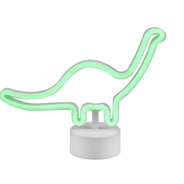 Vit bordslampa barn plast, Dino, 2W, 3000K LED, med brytare
