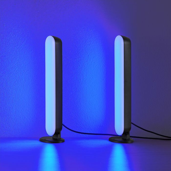 2 svarta bordslampor modern, Umit, 3W, RGB LED, met fjärrkontroll