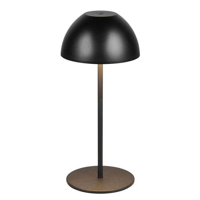 Svart uppladdningsbar bordslampa plast, Mikhail, 2W, 3000K LED, IP44, med beröringsdimmer
