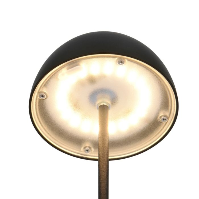 Svart uppladdningsbar bordslampa plast, Mikhail, 2W, 3000K LED, IP44, med beröringsdimmer