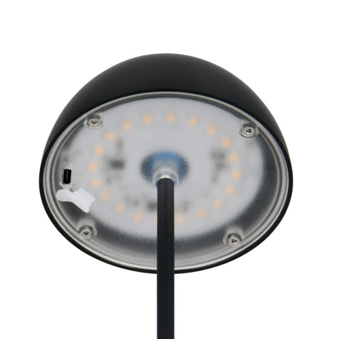 Svart uppladdningsbar bordslampa plast, Mikhail, 2W, 3000K LED, IP44, med beröringsdimmer
