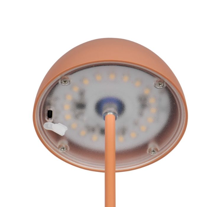 Orange uppladdningsbar bordslampa plast, Mikhail, 2W, 3000K LED, IP44, med beröringsdimmer