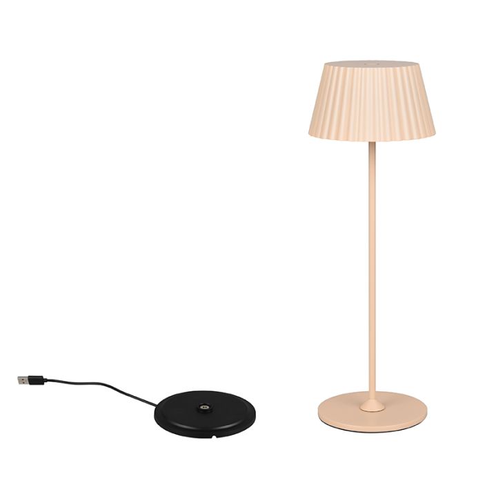 Brun uppladdningsbar utomhusbordslampa modern, Reshma, 1,5W, 3000K LED, IP44, med beröringsdimmer