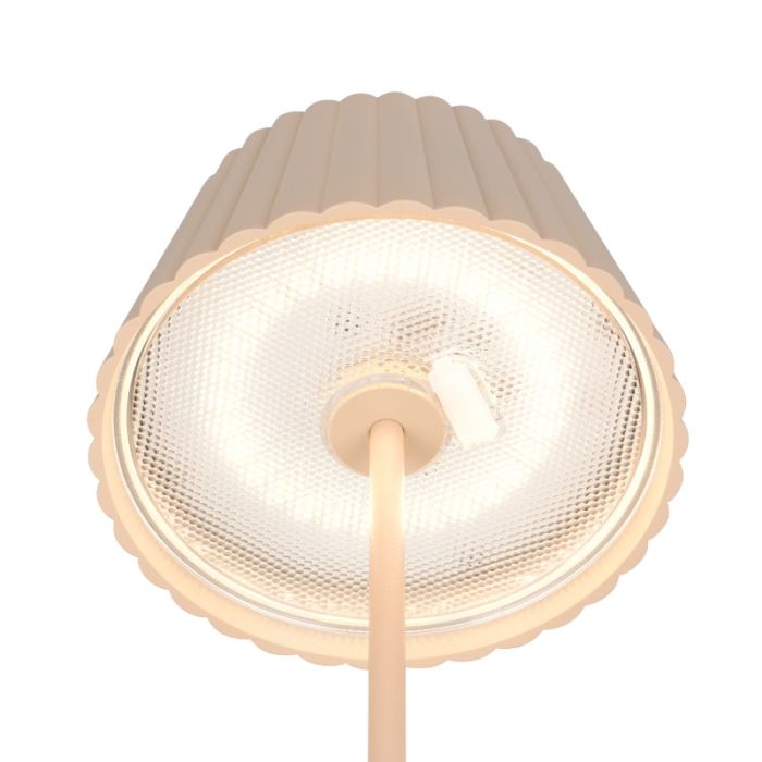 Brun uppladdningsbar utomhusbordslampa modern, Reshma, 1,5W, 3000K LED, IP44, med beröringsdimmer
