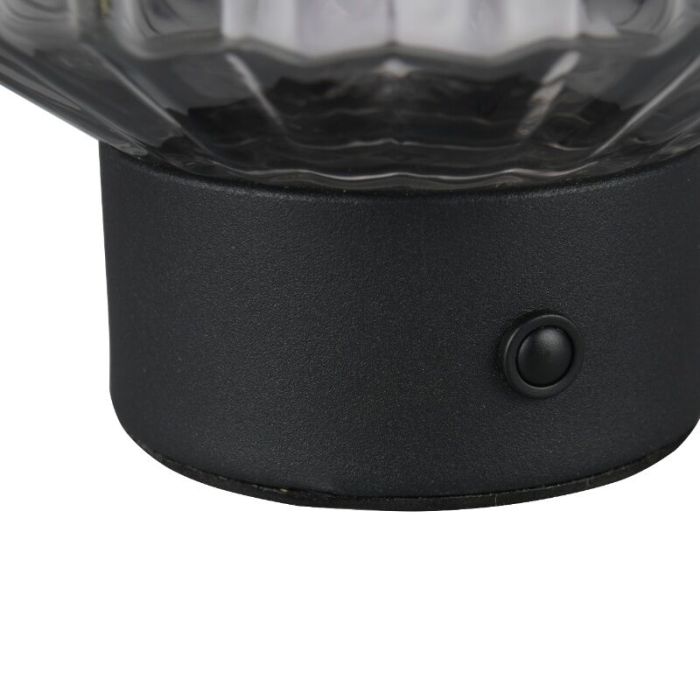 Svart uppladdningsbar bordslampa retro, Tamer, 2W, 3000K LED, med beröringsdimmer