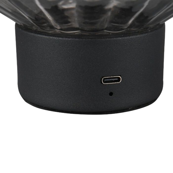 Svart uppladdningsbar bordslampa retro, Tamer, 2W, 3000K LED, med beröringsdimmer