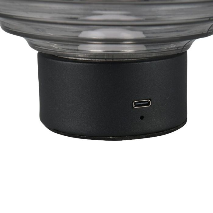 Svart uppladdningsbar bordslampa retro, Walid, 2W, 3000K LED, med beröringsdimmer