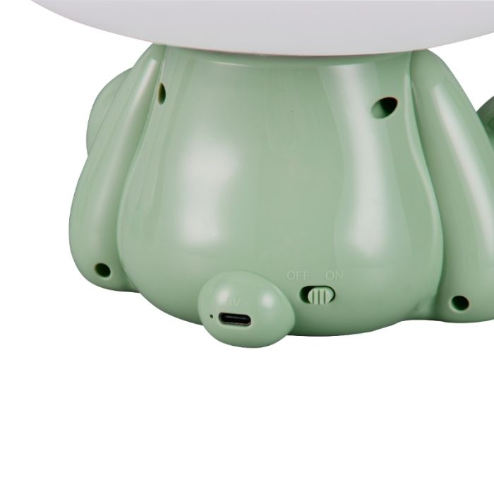Grön bordslampa barn plast, Lumibear, 0,3W, RGB LED, med brytare