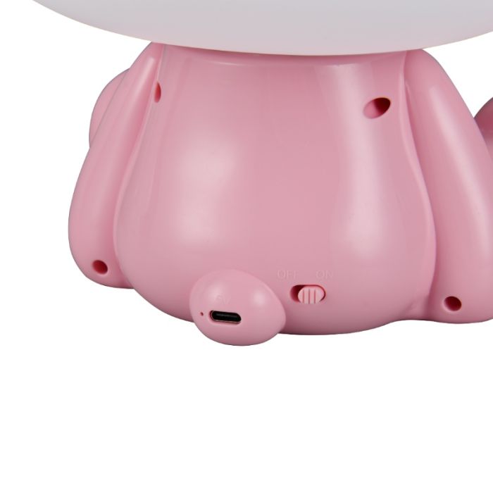Rosa bordslampa barn plast, Lumibear, 0,3W, RGB LED, med brytare