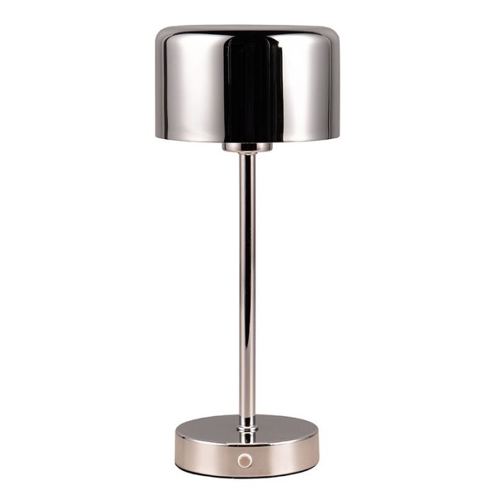 Krom uppladdningsbar bordslampa modern, Dustin, 1W, 3000K LED, med beröringsdimmer