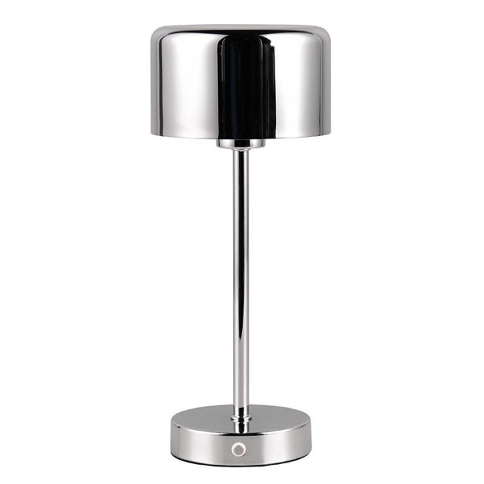 Krom uppladdningsbar bordslampa modern, Dustin, 1W, 3000K LED, med beröringsdimmer