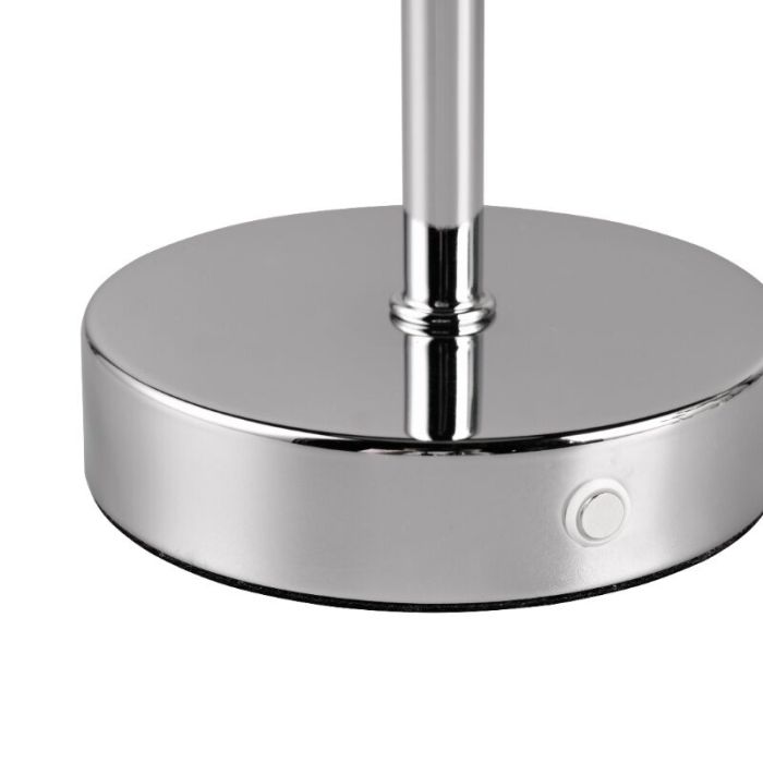 Krom uppladdningsbar bordslampa modern, Dustin, 1W, 3000K LED, med beröringsdimmer