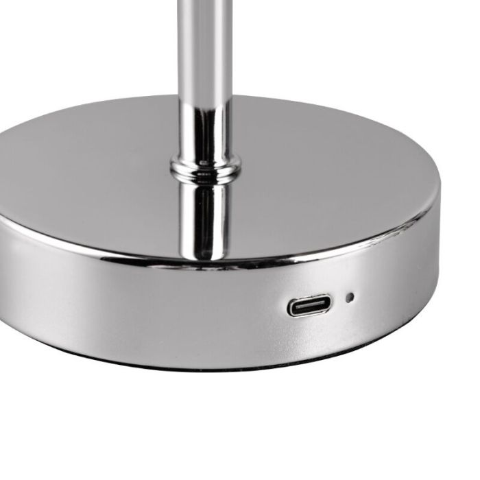 Krom uppladdningsbar bordslampa modern, Dustin, 1W, 3000K LED, med beröringsdimmer
