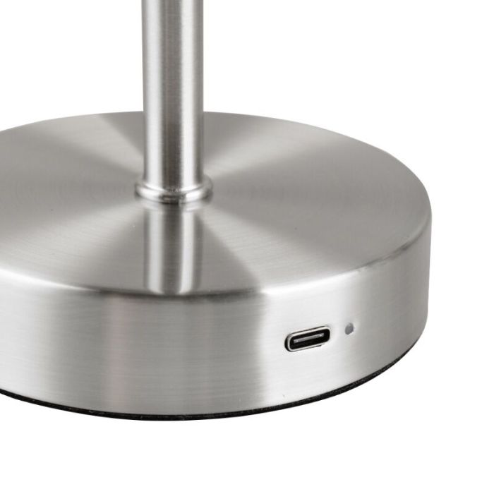 Nickel uppladdningsbar bordslampa modern, Dustin, 1W, 3000K LED, med beröringsdimmer