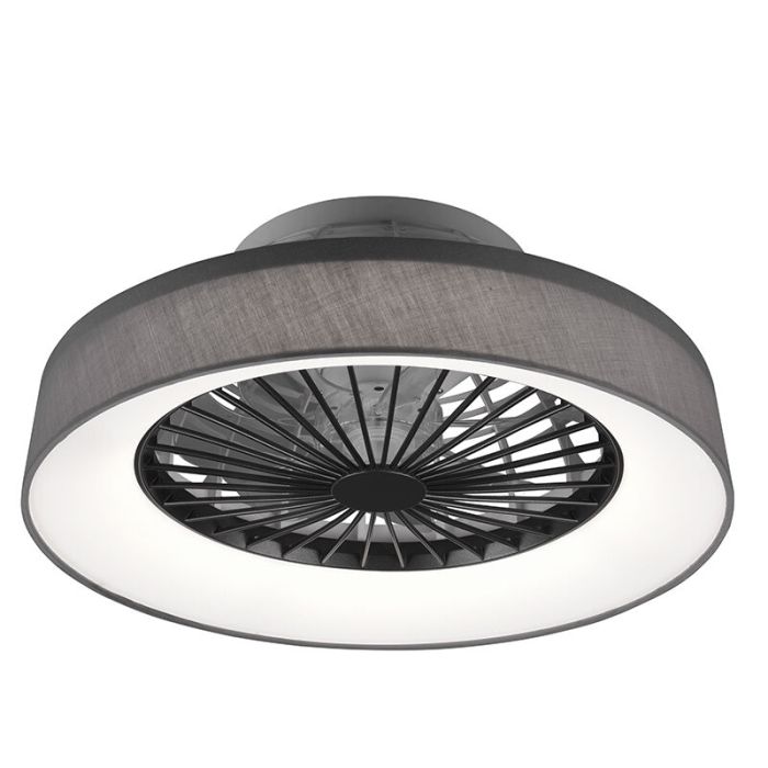 Grå takfläkt modern, Chante, 30W, varm till kall vit justerbar LED, met fjärrkontroll