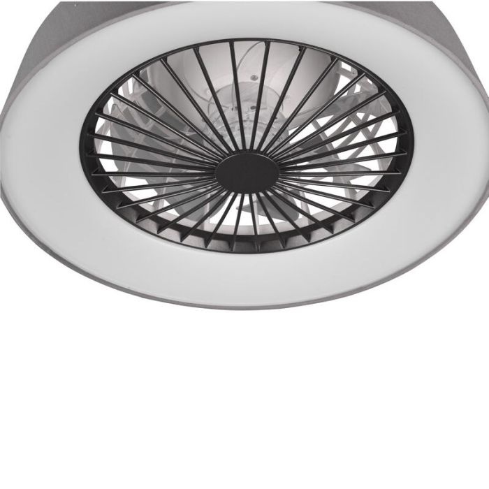 Grå takfläkt modern, Chante, 30W, varm till kall vit justerbar LED, met fjärrkontroll