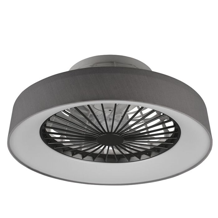Grå takfläkt modern, Chante, 30W, varm till kall vit justerbar LED, met fjärrkontroll