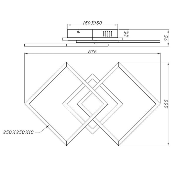 Krom plafond modern, Semira, 25W, 4000K LED, 3 stegs dimmer