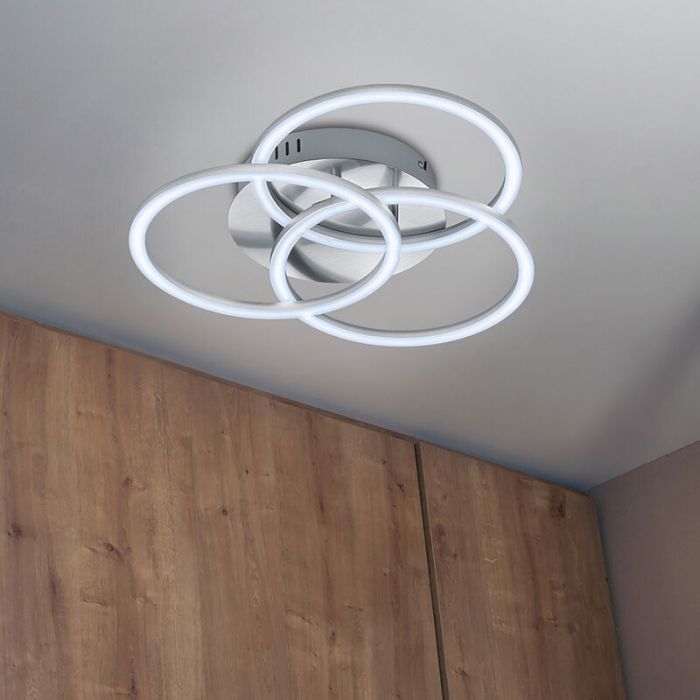 Nickel plafond modern, Kobus, 27W, varm till kall vit justerbar LED, met fjärrkontroll