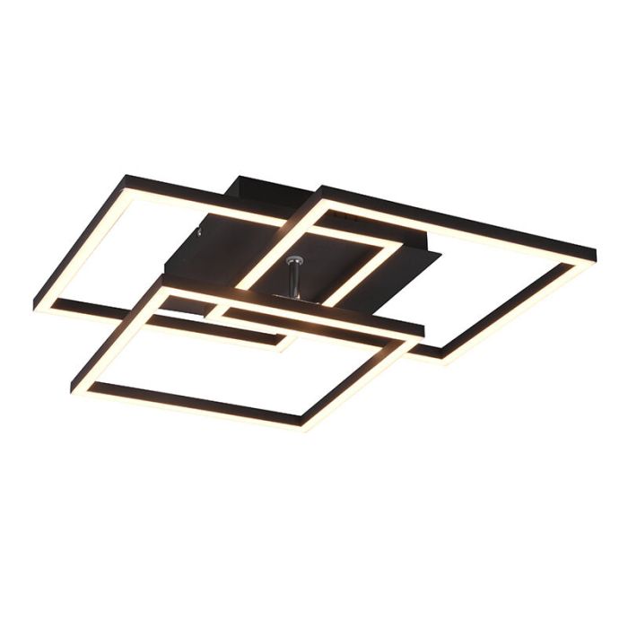 Svart plafond modern, Bibiana, 28W, varm till kall vit justerbar LED, met fjärrkontroll
