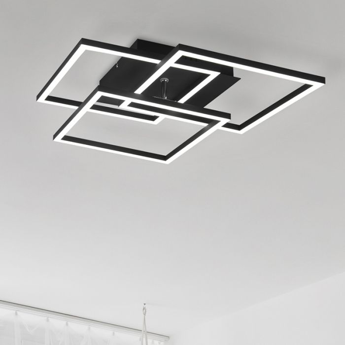 Svart plafond modern, Bibiana, 28W, varm till kall vit justerbar LED, met fjärrkontroll