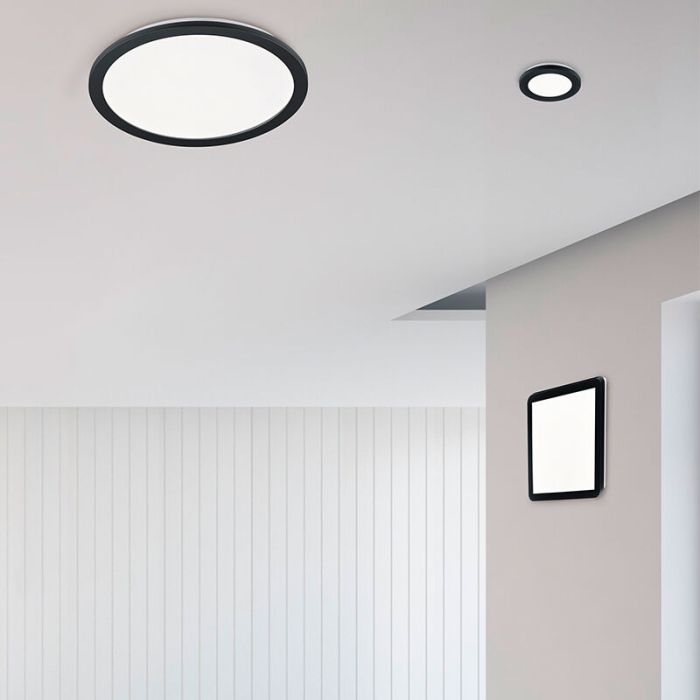 Svart taklampa badrum modern, Gistrup, 10W, 3000K LED, IP44