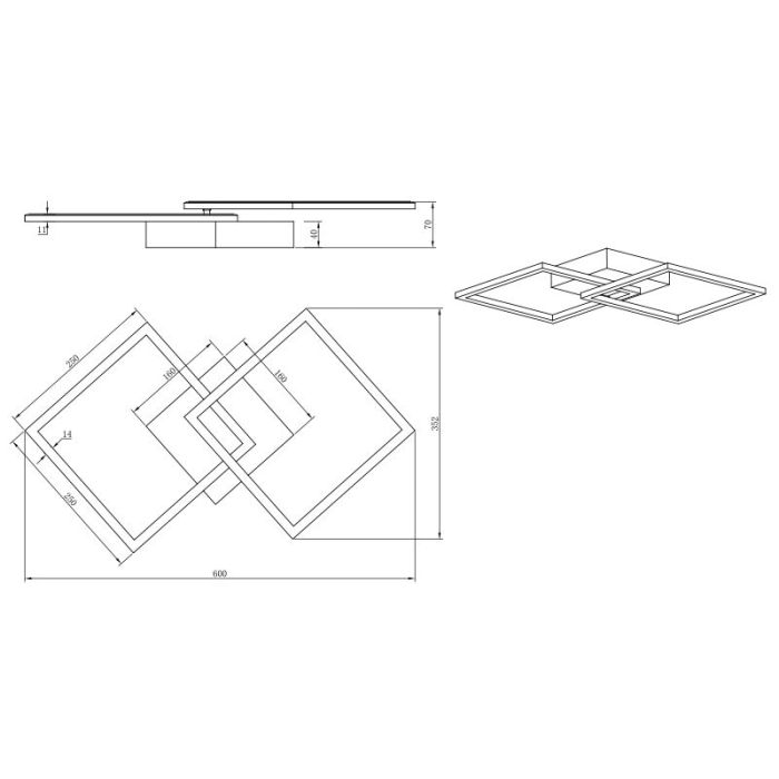 Brun plafond modern, Margaux, 20W, 3000K LED