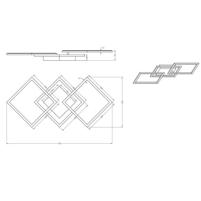 Svart plafond modern, Margaux, 31W, 3000K LED
