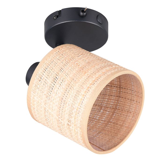 Krämfärgad vägglampa rustik, Peder, med brytare