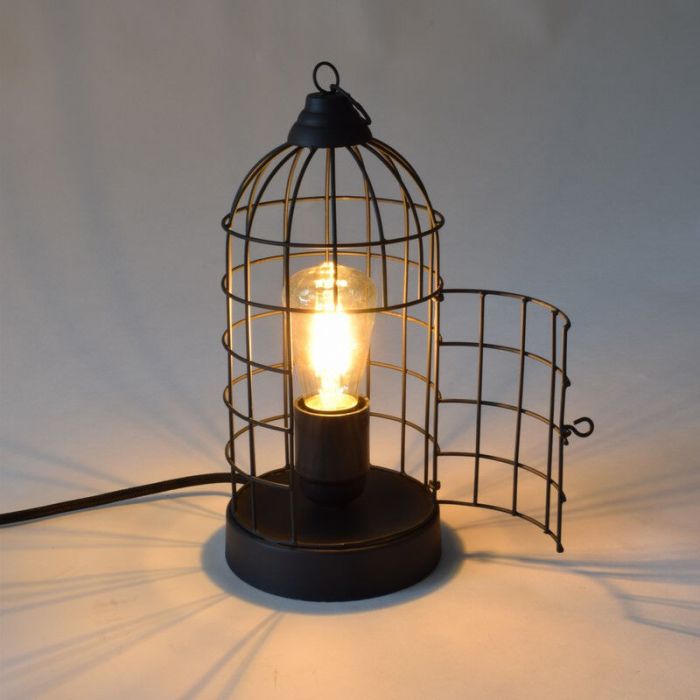 Industri bordslampa svart, Minca, med brytare