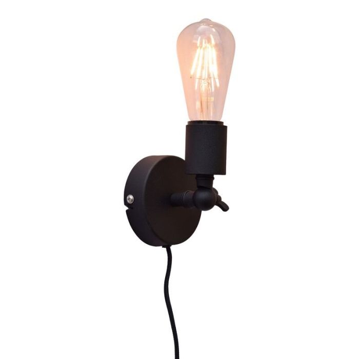 Industri vägglampa svart, Bolb, med brytare