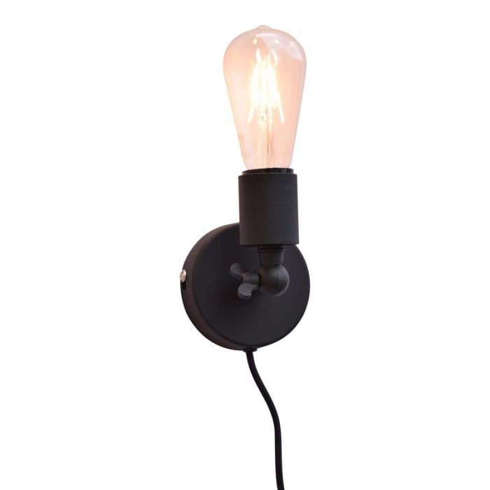 Industri vägglampa svart, Bolb, med brytare