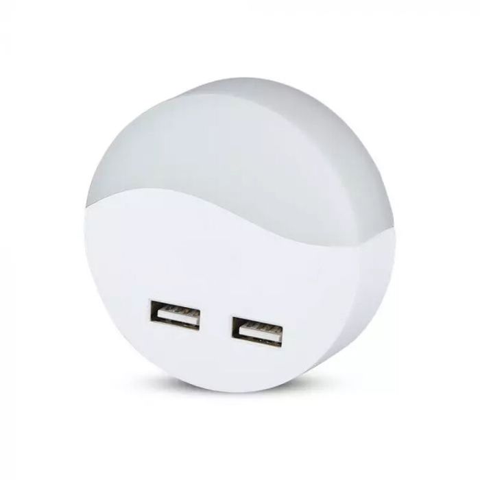 Plast nattlampa med uttag vit, Kyrill, 0,5W, 3000K LED