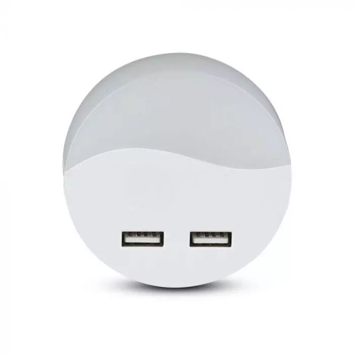 Plast nattlampa med uttag vit, Kyrill, 0,5W, 3000K LED
