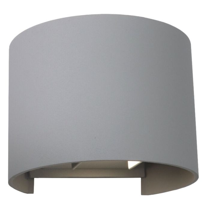 Modern up down vägglampa grå, Dion, 6W, 3000K LED, IP65