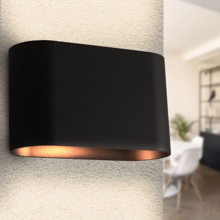 Modern up down vägglampa svart, Rodigo