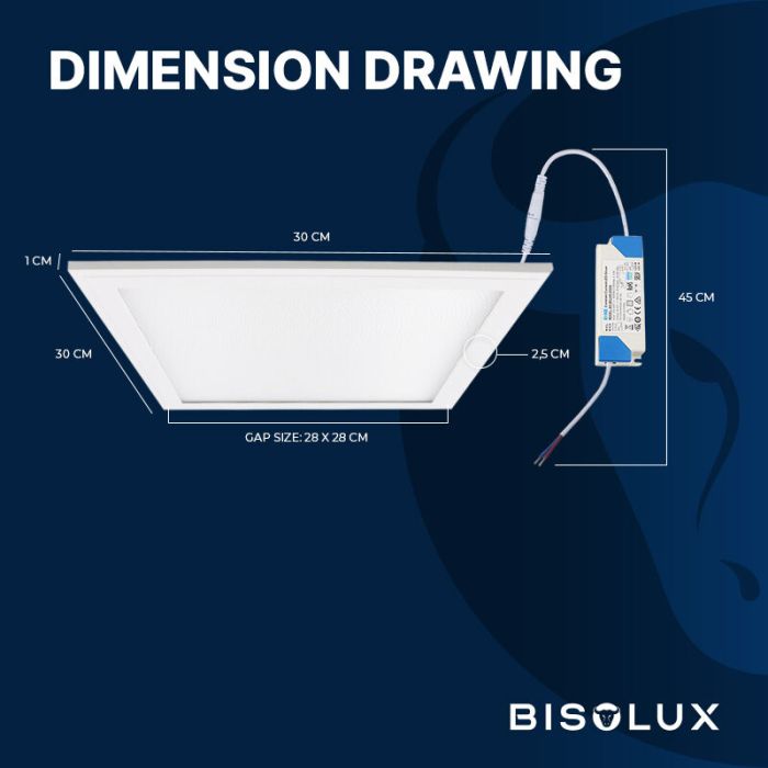 Bisolux Master LED 30x30 panel, 12W, 6000K