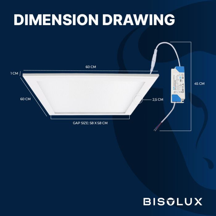 Bisolux Master LED 60x60 panel, 38W, 6000K