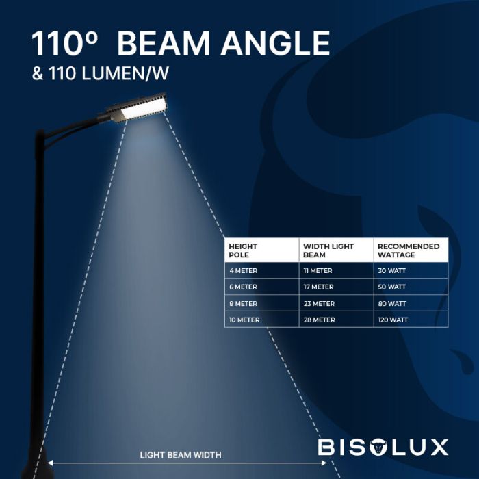 Bisolux LED gatubelysning Garry, 90W, 6000K, 5 års garanti